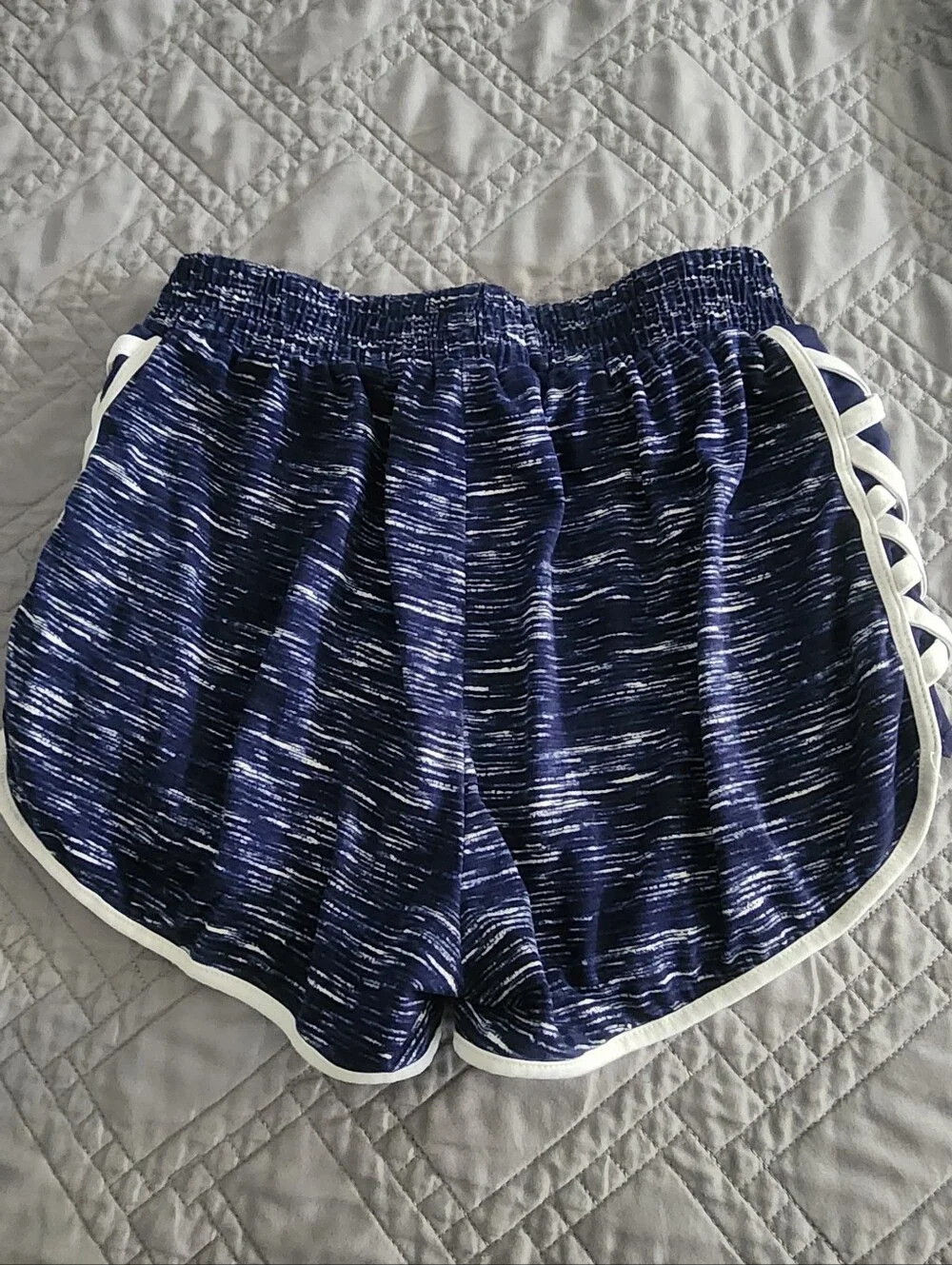 shosho Navy Space-Dye Athletic Shorts with White Trim